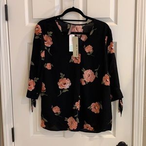 Black floral blouse